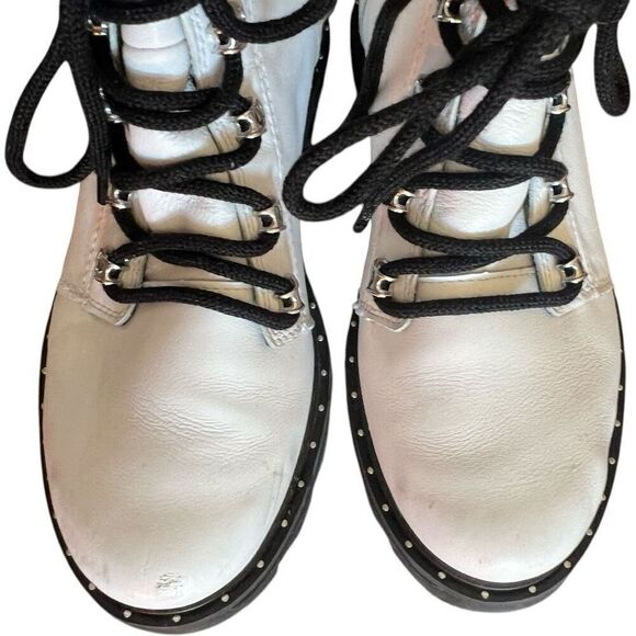 Womens Sorel Lennox White Lace Up STKD Waterproof Leather Combat Boots - Sz 9 - Picture 3 of 6